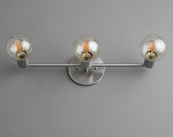 Three Bulb Vanity Light - Edison Bulb - Bare Bulb - Minimalist Vanity - Bathroom Light Fixture - Industrial Lighting - Model No. 0421