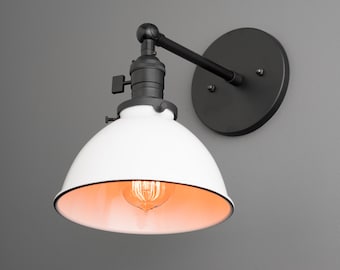 Farmhouse Shade Wall Sconce With Switch - Light Fixture - Industrial Lighting - Model No. 6556