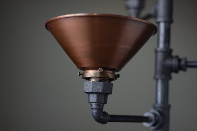 Torchiere Floor Lamp Copper Shade Industrial Rustic Pipe Style Furniture