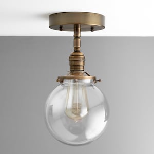 6&quot; Clear Globe Ceiling Fixture - Flush Mount - Farmhouse Lighting - Model No. 0074