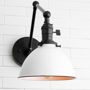 White Shade Light Modern Farmhouse Industrial Lighting Articulating Wall Light Light Fixture Model No. 8551 image 5
