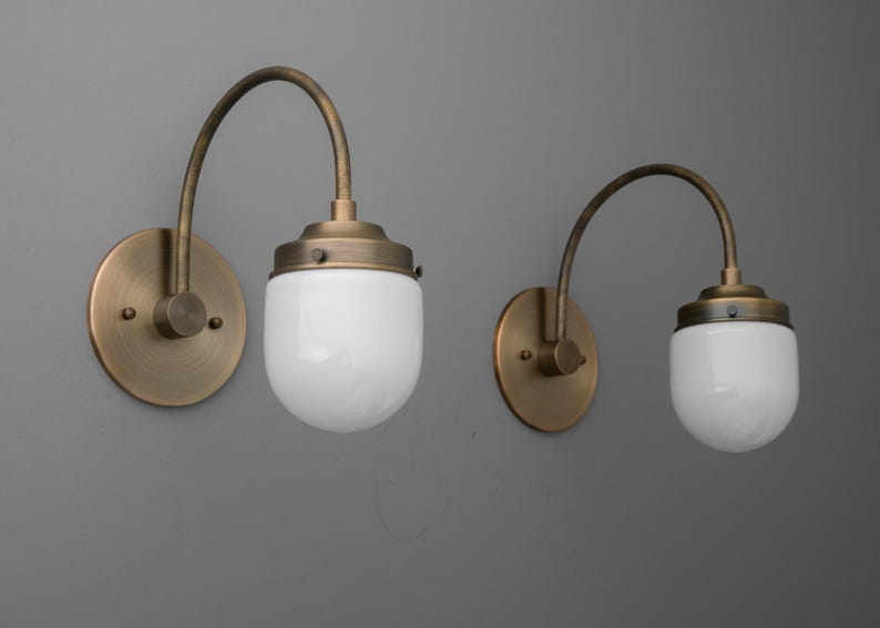 Sconce Light-Brass Wall Sconce-Modern Wall Light-Opal Glass Sconce - Model No. 2729 image 5