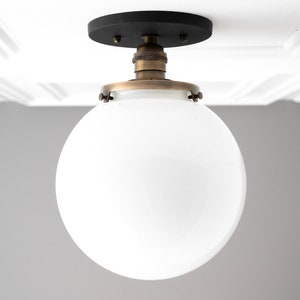 8 Inch Globe Light - Ceiling Light Fixture - White Globe Light - Farmhouse Lighting - Ceiling Lamp - Model No. 1081