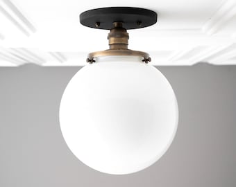 8 Inch Globe Light - Ceiling Light Fixture - White Globe Light - Farmhouse Lighting - Ceiling Lamp - Model No. 1081