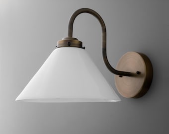 Sconce Light-Wall Sconce-Brass Sconce-Opal Glass Lamp - Model No. 1016