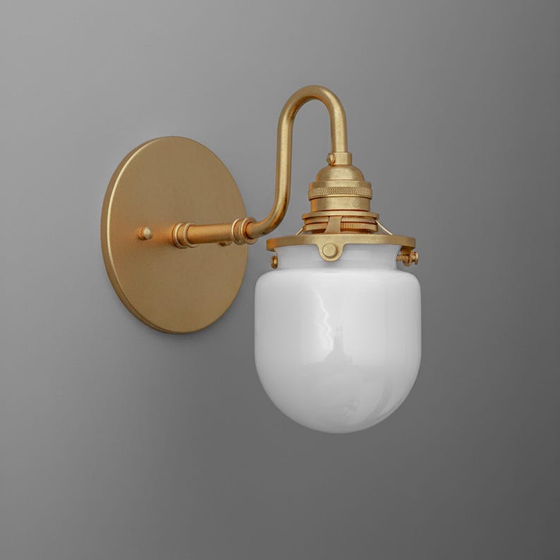 Sconce Light-Brass Wall Sconce-Milk Glass Light-Vintage Wall Lamp - Model No. 1564 image 7