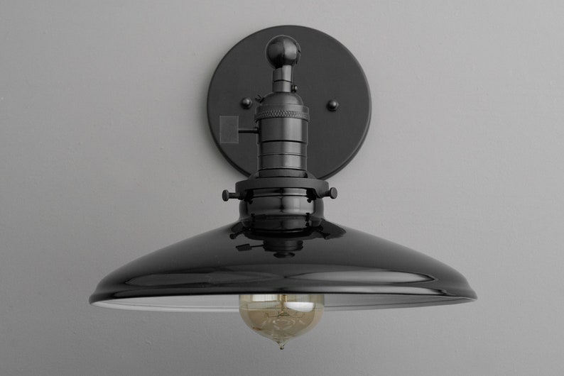 Black Shade Wall Sconce Bedside Light Industrial Lighting Bathroom Sconce Light Fixture Model No. 2911 immagine 5
