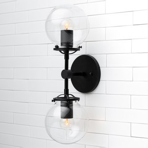 Double Globe Sconce - Wall Sconce - Linear Glass Globe Sconce - Industrial Lighting - Clear Globe Light - Wall Light - Model No. 5584