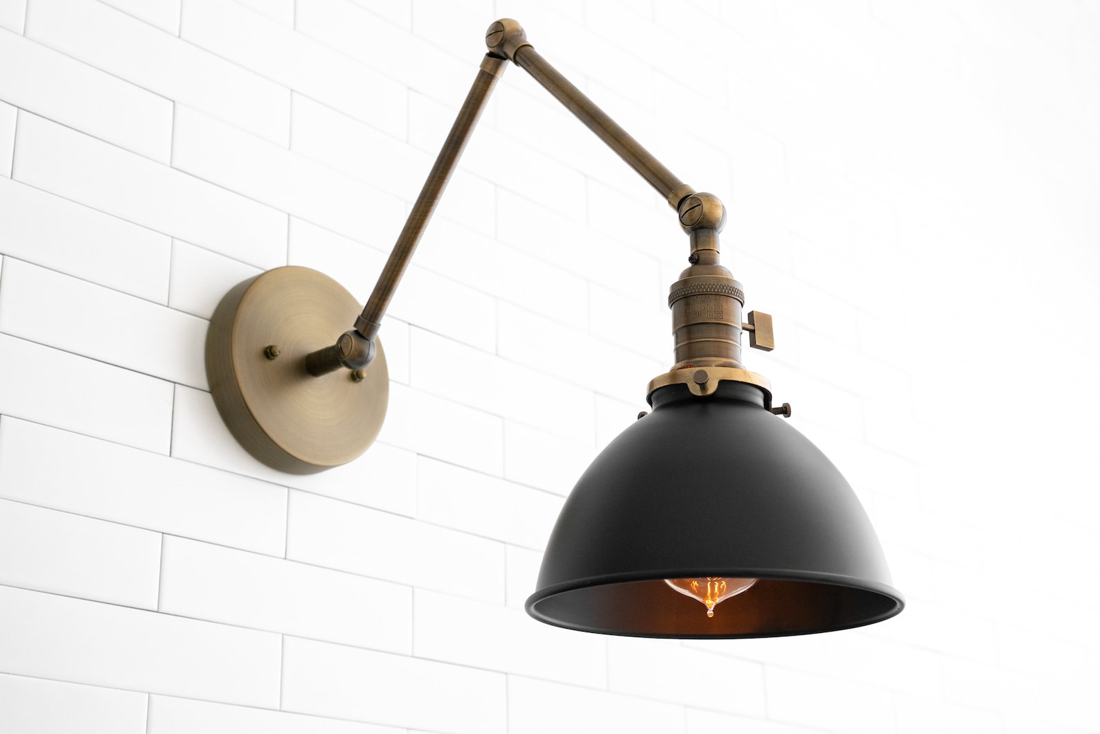 Matte Black Sconce Articulating Wall Light Unique Lighting Etsy