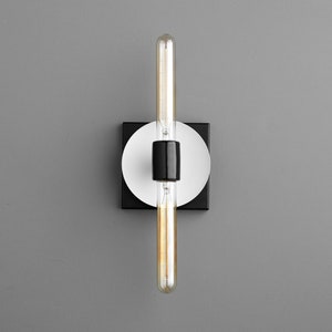 Industrial Sconce Duel Bulb Light Simple Wall Light Tubular Bulb Minimalist Light Model No. 2028 White/Black