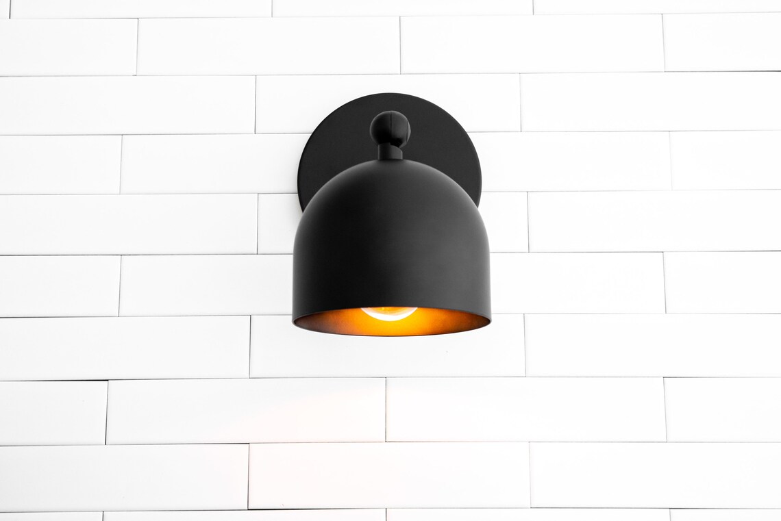 Black Dome Wall Sconce Indoor Light Fixture Wall Lighting Etsy