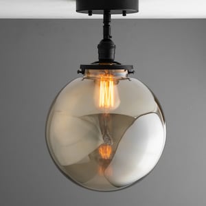 Large Globe Light - 10" Smoked Globe - Restaurant Lighting - Island Lighting - Ceiling Light - Model No. 8251