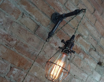 Industrial Wall Sconce - Caged Bulb - Pendant Edison - Industrial Furniture - Wall Light - Model No. 1637