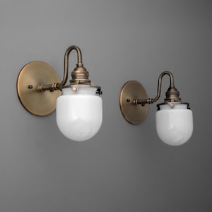 Sconce Light-Brass Wall Sconce-Milk Glass Light-Vintage Wall Lamp - Model No. 1564 image 1