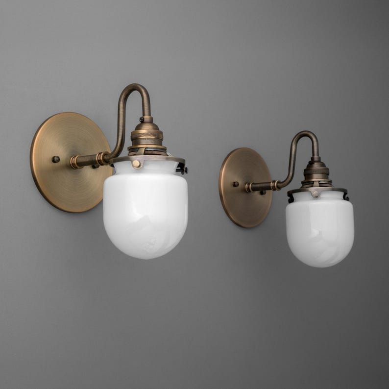 Sconce Light-Brass Wall Sconce-Milk Glass Light-Vintage Wall Lamp - Model No. 1564 image 1