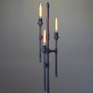 Bare Bulb Floor Lamp - Industrial Floor Lamp - Gothic Lamp - Steampunk Lamps - Pipe Lamp - Industrial Furniture - Model No. 6259