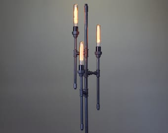Bare Bulb Floor Lamp - Industrial Floor Lamp - Gothic Lamp - Steampunk Lamps - Pipe Lamp - Industrial Furniture - Model No. 6259
