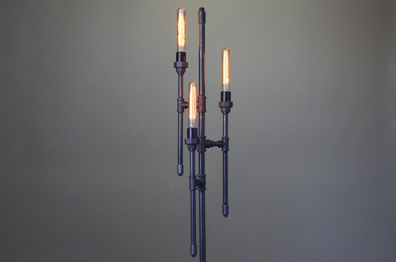 Bare Bulb Floor Lamp Industrial Floor Lamp Gothic Lamp Steampunk Lamps Pipe Lamp Industrial Furniture Model No. 6259 image 1