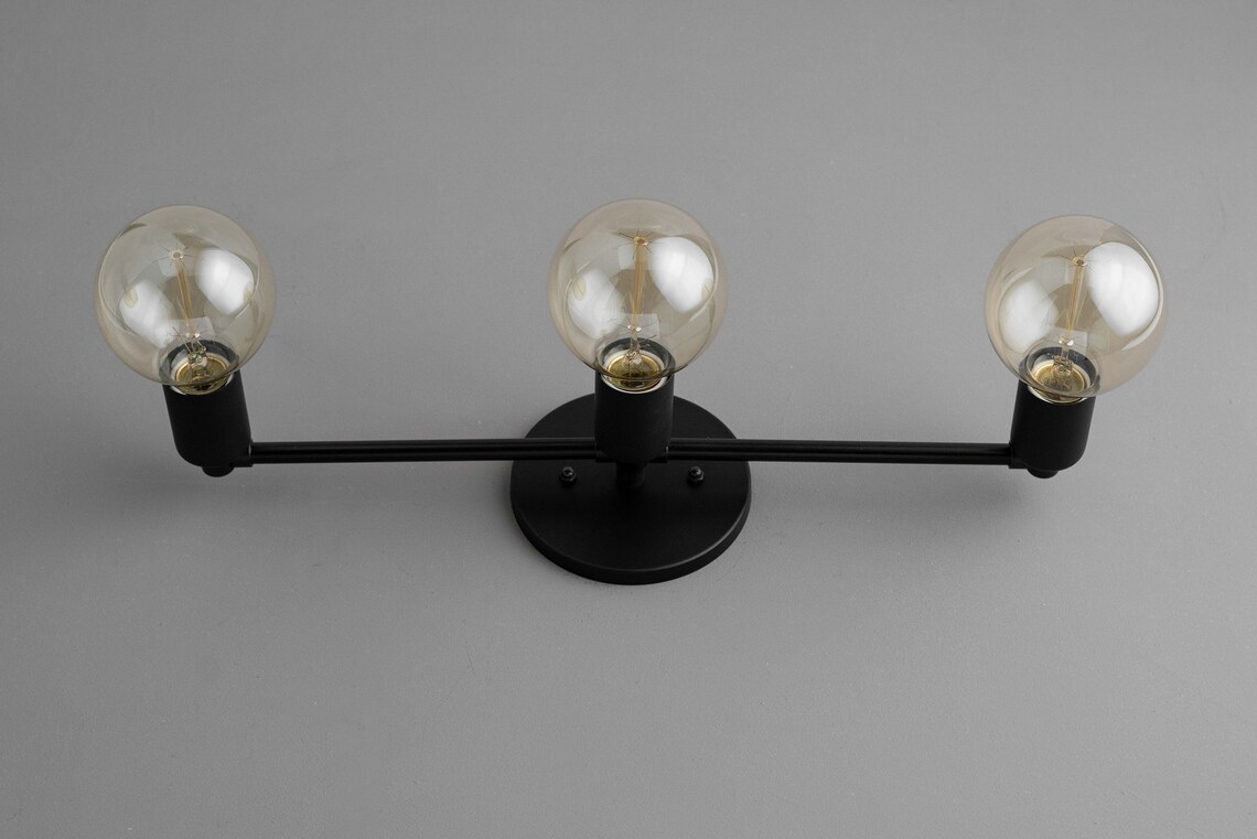 Three Bulb Vanity Light Edison Bulb Bare Bulb Minimalist Etsy