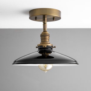 10" Black Industrial Shade Fixture - Ceiling Lights - Semi Flush Lamp - Hanging Light - Model No. 0182