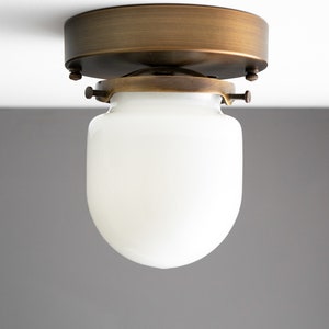 Rounded Milk Glass Utility Light - Flush Mount Ceiling Light - Industrial Lighting - Model No. 6213