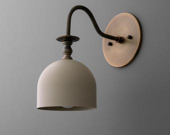 Sconce Light-Brass Wall Sconce-Beige Dome Light-Minimalist Lighting - Model No. 3353