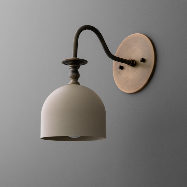 Sconce Light-Brass Wall Sconce-Beige Dome Light-Minimalist Lighting - Model No. 3353
