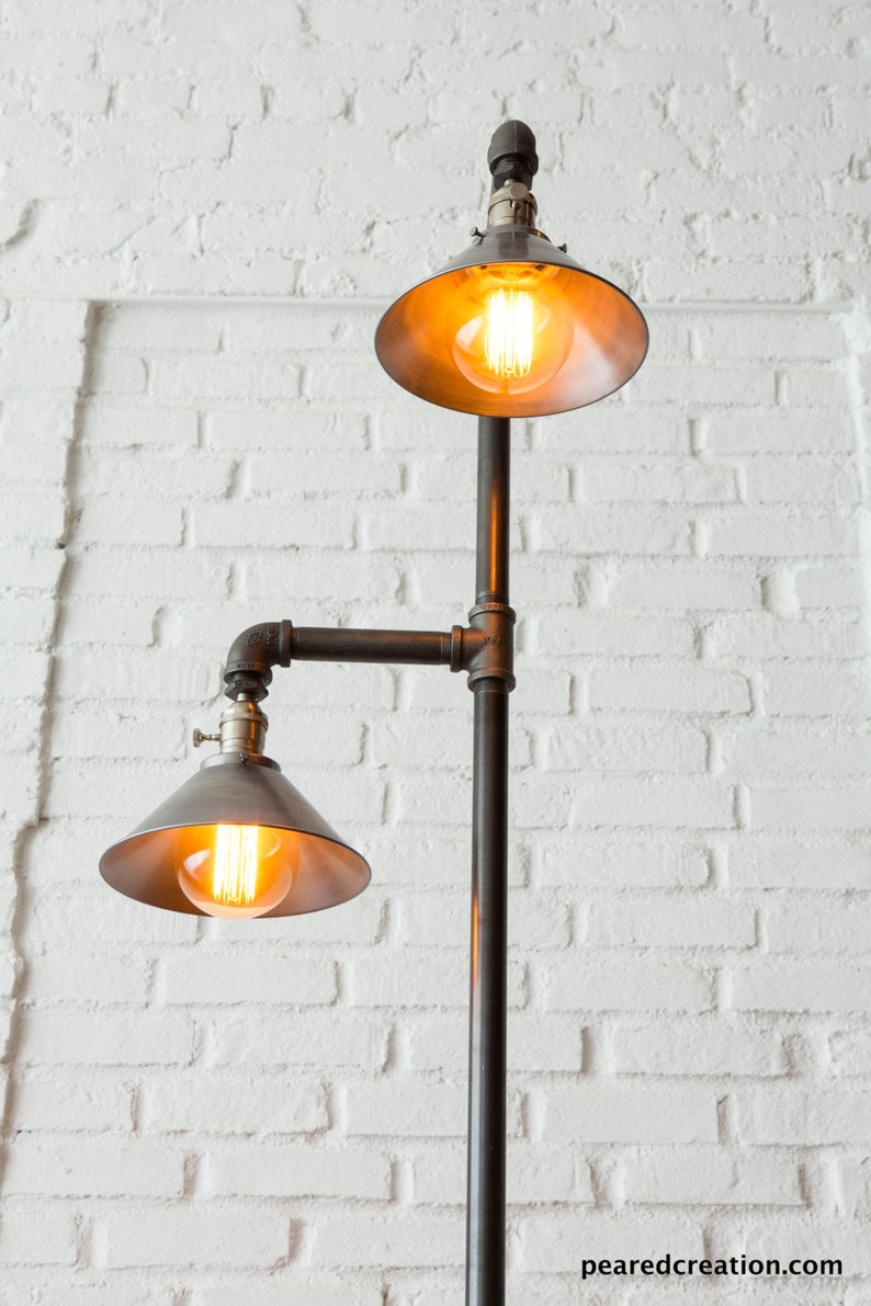 Industrial Floor Lamp Metal Shade Edison Bulb Lamp Etsy