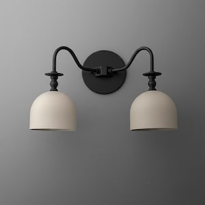 Vanity Lights Light-Double Wall Sconce-Brass Wall Light-White Dome Lamp - Model No. 8710 image 5