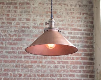 12 Inch Aged Copper - Pendant Lights - Metal Shade - Hanging Pendant Light - Industrial Shade Pendant - Model No. 6290