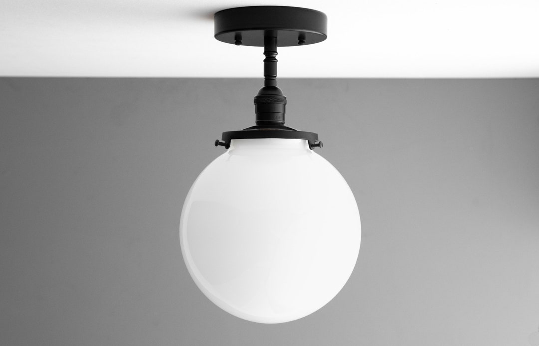 Globe Lighting 8 Opal Globe Ceiling Light Semiflush Mount Modern