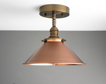 10" Copper Shade - Ceiling Light - Semi Flush Fixture - Hanging Lighting - Model No. 7423