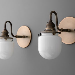 Sconce Light-Brass Wall Sconce-Milk Glass Light-Vintage Wall Lamp - Model No. 1564 image 4