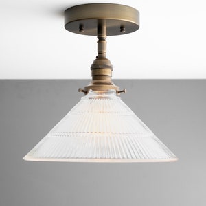 10" Prismatic Glass Shade - Hanging Pendant - Semi-Flush Ceiling Light - Model No. 9360