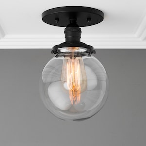 Globe Light - Ceiling Light - Brushed Nickel - Industrial Lighting - Indoor Lighting - Clear Globe - Lighting - Model No. 1653