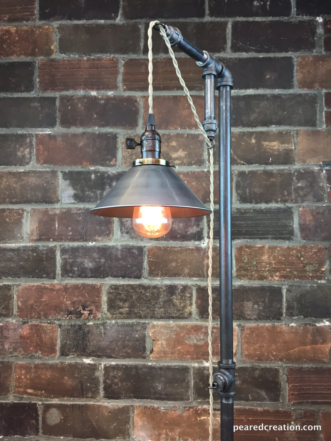 Industrial Floor Lamp Metal Shade Edison Bulb | Etsy