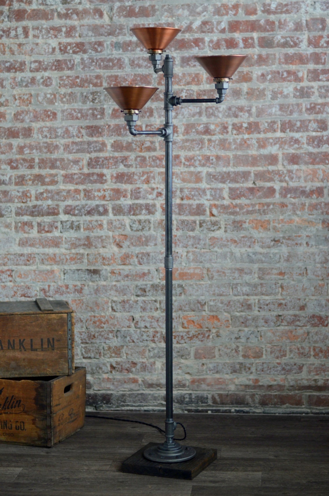 Torchiere Floor Lamp Copper Shade Industrial Floor Lamp Etsy