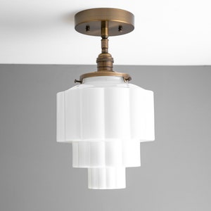 Wedding Cake Light Fixture - Milk Glass Globe - Semi Flush Mount - Ceiling Light - Model No. 8520