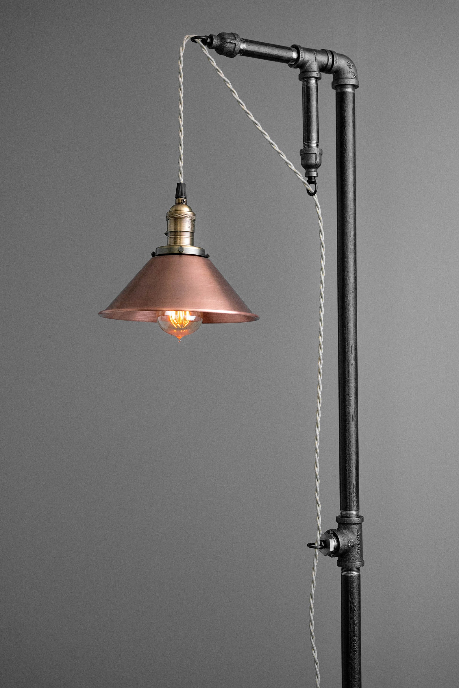 Industrial Floor Lamp Copper Shade Edison Bulb - Etsy Australia