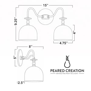 Vanity Lights Light-Double Wall Sconce-Brass Wall Light-White Dome Lamp - Model No. 8710 image 7