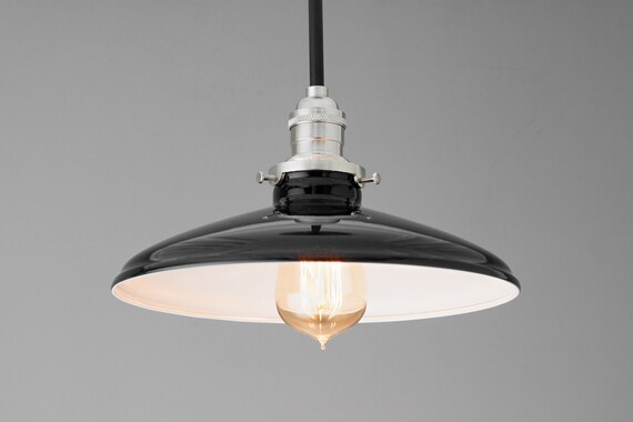 10 Inch Black Enamel Shade Pendant Light Island Lighting Kitchen