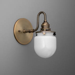 Sconce Light-Brass Wall Sconce-Milk Glass Light-Vintage Wall Lamp - Model No. 1564 image 5
