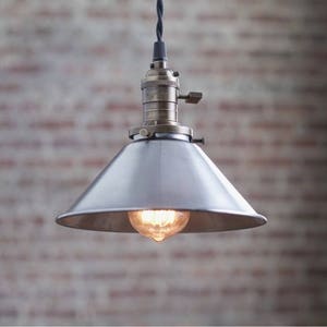 8 Inch Steel - Pendant Lights - Steel Shade -  Hanging Pendant Light - Industrial Shade Pendant - Edison Pendant - Model No. 8750