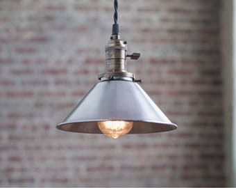 8 Inch Steel - Pendant Lights - Steel Shade -  Hanging Pendant Light - Industrial Shade Pendant - Edison Pendant - Model No. 8750