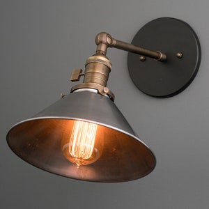 Wall Lights - Industrial Wall Light - Steel Shade - Farmhouse Sconce - Adjustable Sconce - Model No. 4088