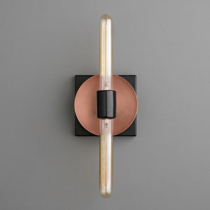 Industrial Sconce Duel Bulb Light Simple Wall Light Tubular Bulb Minimalist Light Model No. 2028 Copper/Black