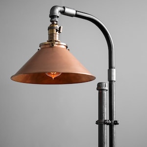 Industrial Floor Lamp Copper Shade Industrial Furniture Machine Age Modern Floor Light Reading Lamp Model No. 9100 image 1