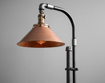 Industrial Floor Lamp - Copper Shade - Industrial Furniture - Machine Age - Modern Floor Light - Reading Lamp - Model No. 9100