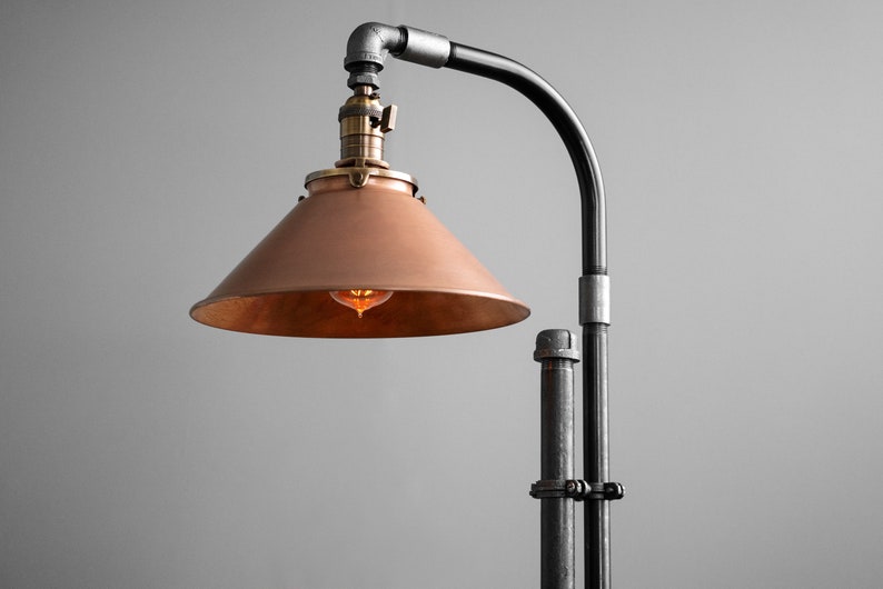 Industrial Floor Lamp Copper Shade Industrial Furniture Machine Age Modern Floor Light Reading Lamp Model No. 9100 image 1