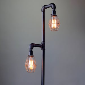 Pipe Floor Lamp - Industrial Floor Lamp - Edison Bulb - Standing Lamp - Bulb Cage - Modern Lamps - Model No. 1046